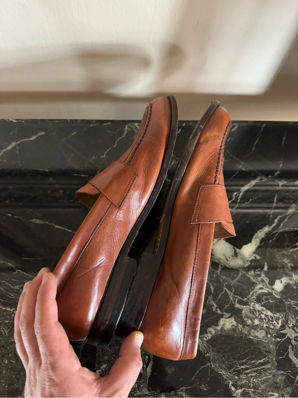 J.Crew Men’s 12 Cognac Brown Leather Penny Loafers Classic Dress Shoes